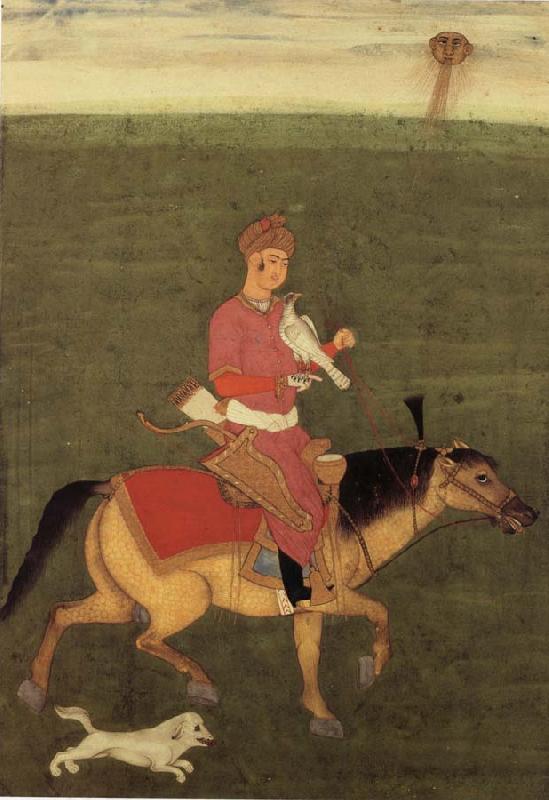 unknow artist A prince in the falcon hunt to horse out of the Large Clive album China oil painting art